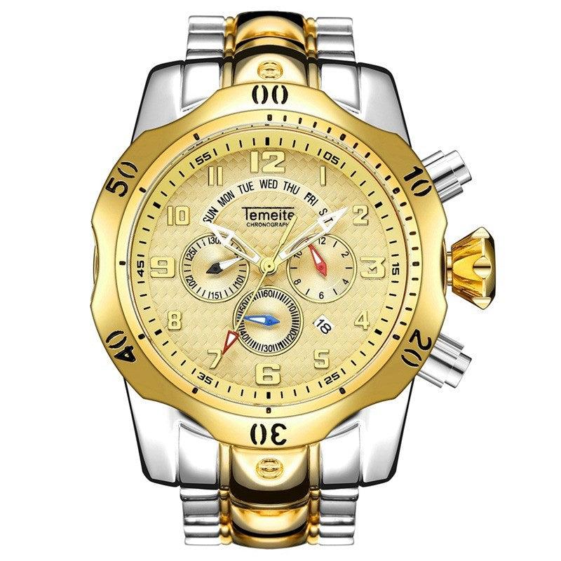 Waterproof quartz watch with large dial - melvincucci