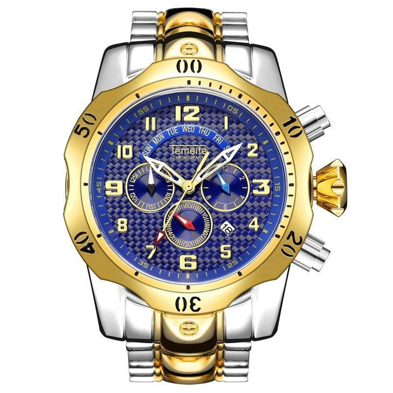 Waterproof quartz watch with large dial - melvincucci
