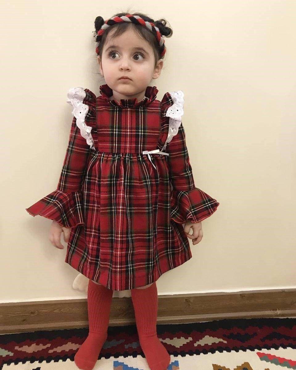 Children's Red Plaid Lace Flying Sleeves - melvincucci