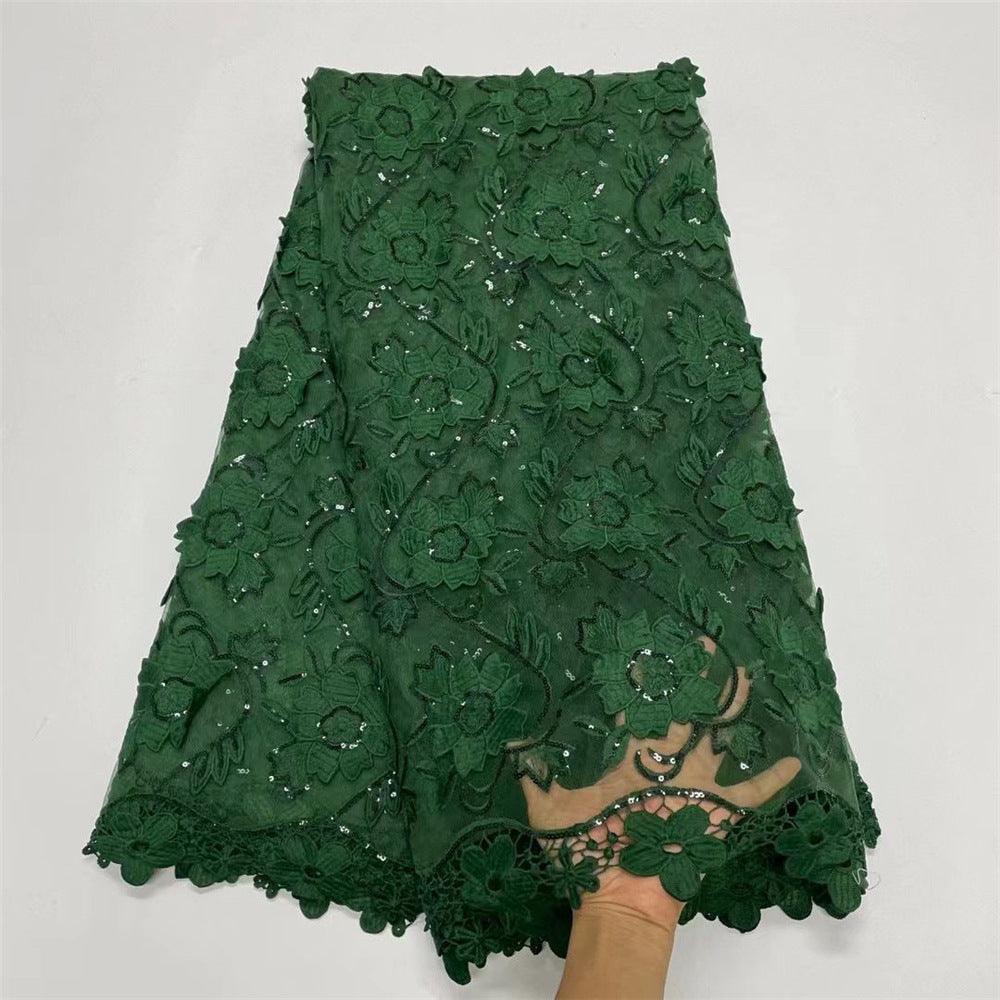 Water Soluble Lace With Sequins Embroidered Flower Texture Mesh Fabric - melvincucci