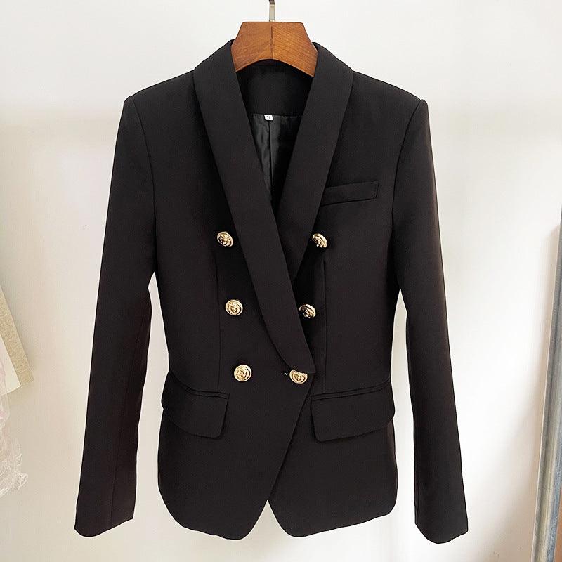 Ladies Jacket Lion Head Metal Buckle Double-breasted - melvincucci