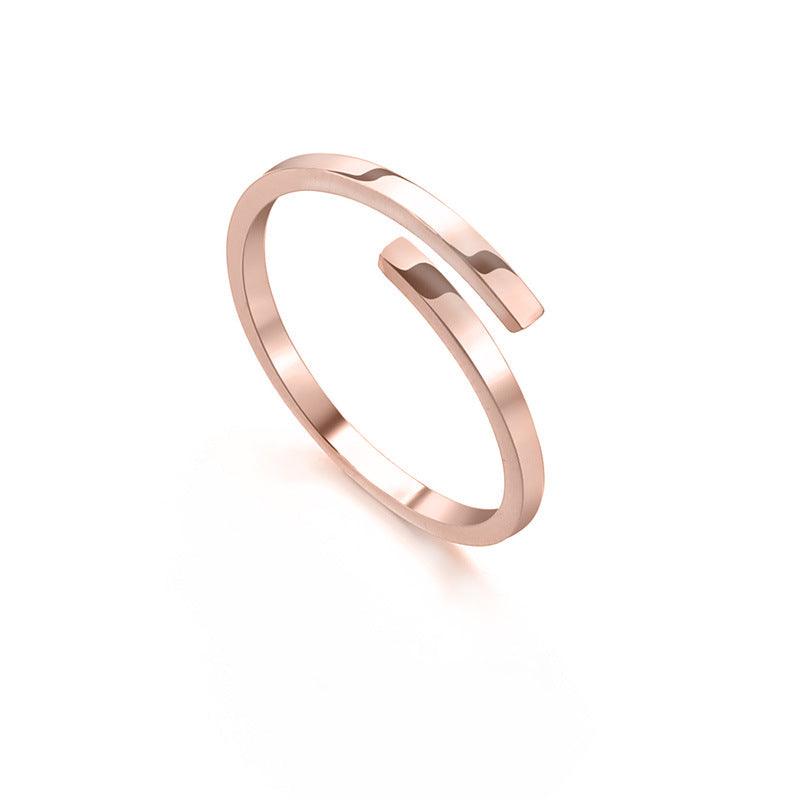 Glossy Plain Ring Titanium Steel Ring Women - melvincucci