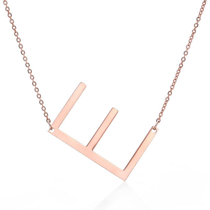 Fabulous Rose Gold Plated Stainless Steel Initial Letter Pendant Necklace - melvincucci