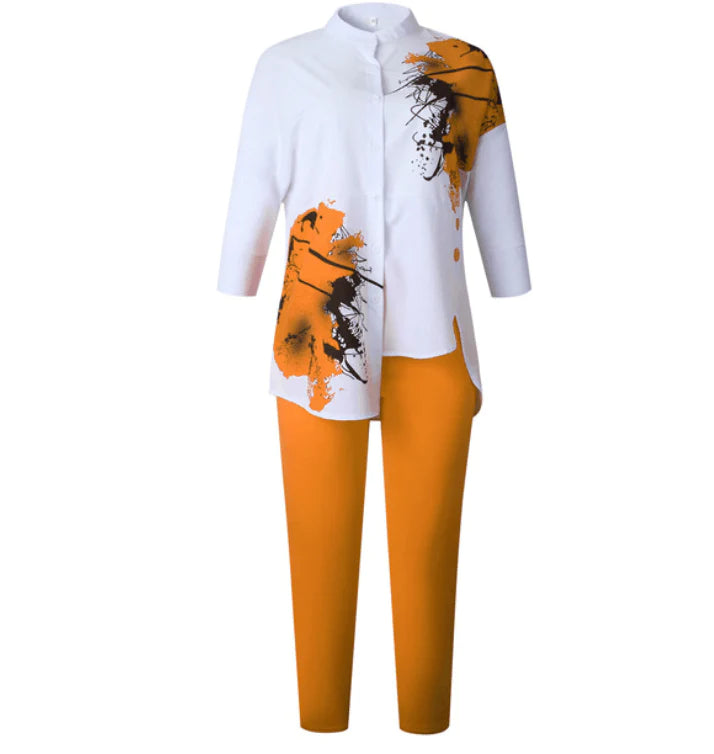 2020 New African Women Fashion Suits Print Shirt  and Pants Set - melvincucci