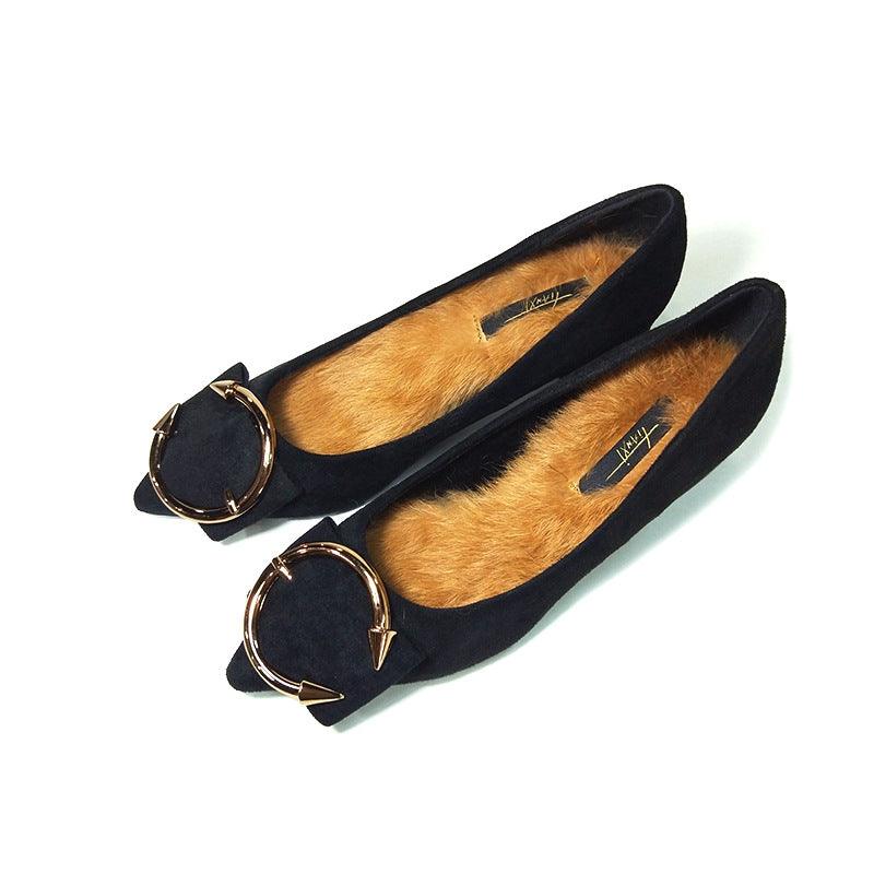 2021 autumn and winter new women's shoes, metal buckle and high heel shallow single shoe women's shoes - melvincucci