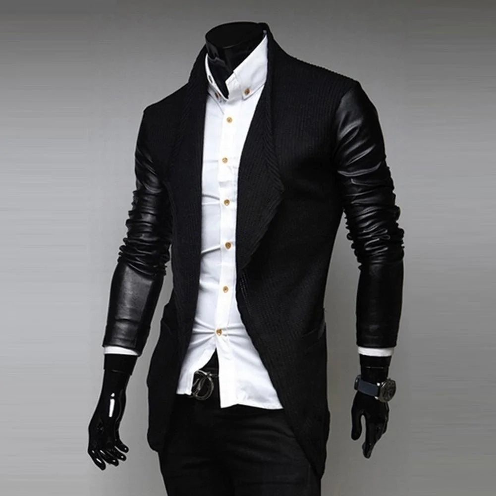 2021 Men Blazers Fashion Formal Men Jacket Formal Long Sleeve Slim Faux Leather Wedding Coat Outwear NZ62 - melvincucci