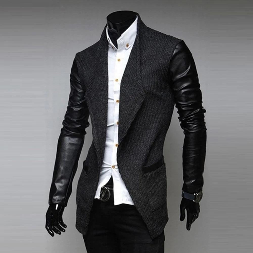 2021 Men Blazers Fashion Formal Men Jacket Formal Long Sleeve Slim Faux Leather Wedding Coat Outwear NZ62 - melvincucci