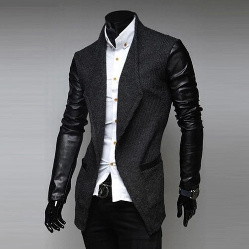 2021 Men Blazers Fashion Formal Men Jacket Formal Long Sleeve Slim Faux Leather Wedding Coat Outwear NZ62 - melvincucci
