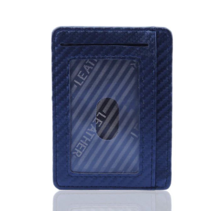 2021 New Fashion Pu Leather Carbon Fiber Wallet Mini Slim Wallets Business Men Credit Card ID Holder with RFID Anti-chief Purse - melvincucci