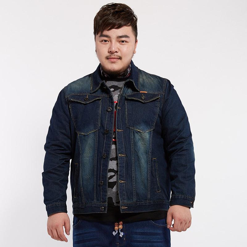 2021 new men's denim jacket and add fertilizer increased slim single breasted denim jacket men - melvincucci