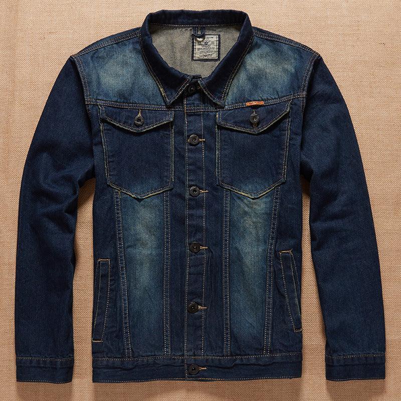 2021 new men's denim jacket and add fertilizer increased slim single breasted denim jacket men - melvincucci