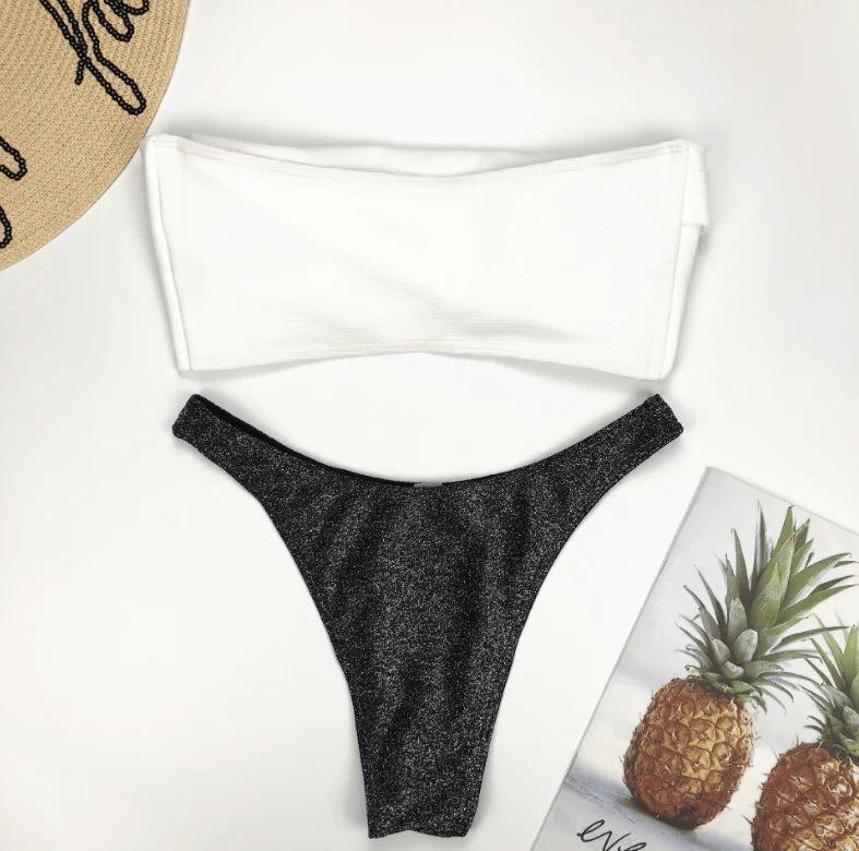 2021 New Sexy Bikini Swimwear Women Swimsuit Off Shoulder Bikini Set  Low Waist Bathing Suit Summer Beachwear Swimming Suit - melvincucci