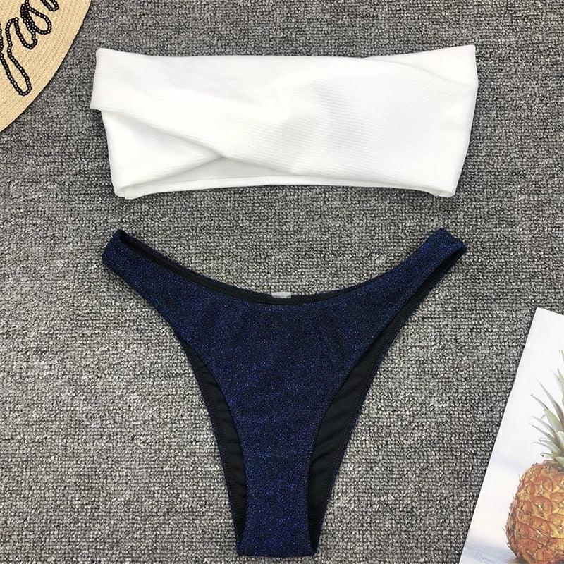 2021 New Sexy Bikini Swimwear Women Swimsuit Off Shoulder Bikini Set  Low Waist Bathing Suit Summer Beachwear Swimming Suit - melvincucci