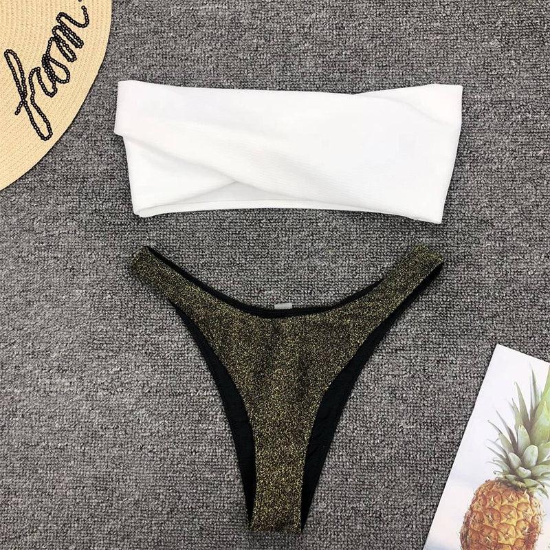 2021 New Sexy Bikini Swimwear Women Swimsuit Off Shoulder Bikini Set  Low Waist Bathing Suit Summer Beachwear Swimming Suit - melvincucci