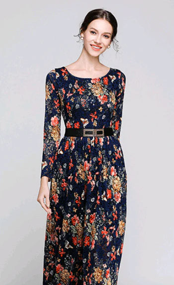 2021 new women's lace dress dress print dress - melvincucci