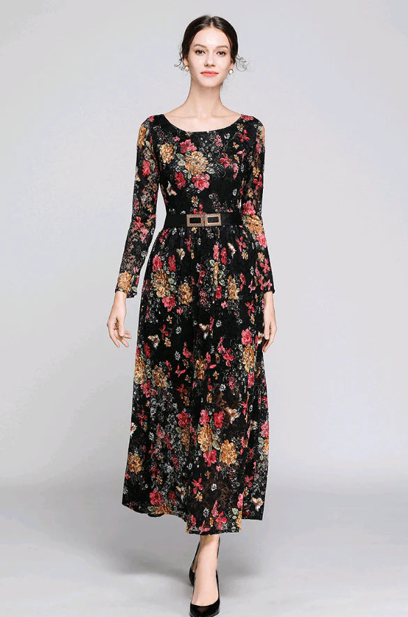 2021 new women's lace dress dress print dress - melvincucci