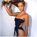 2021 Sexy Swimsuit Women Swimwear One Piece Halter One Piece Push Up Swimsuit Bandage Bathing Suit Wear Female Beachwear - melvincucci