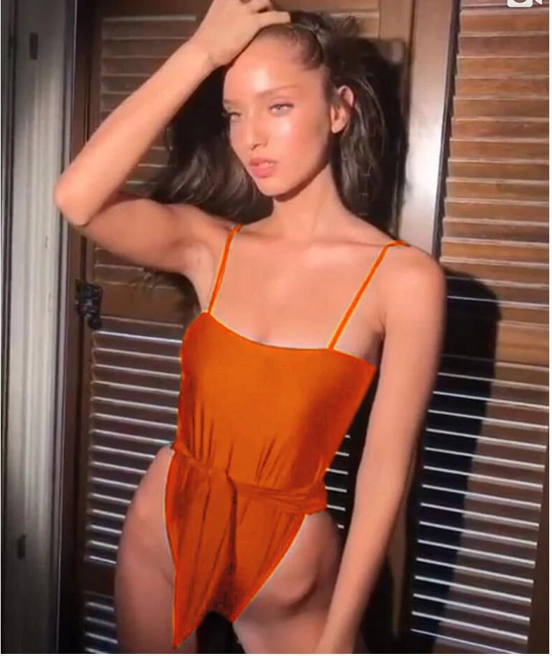 2021 Sexy Swimsuit Women Swimwear One Piece Halter One Piece Push Up Swimsuit Bandage Bathing Suit Wear Female Beachwear - melvincucci