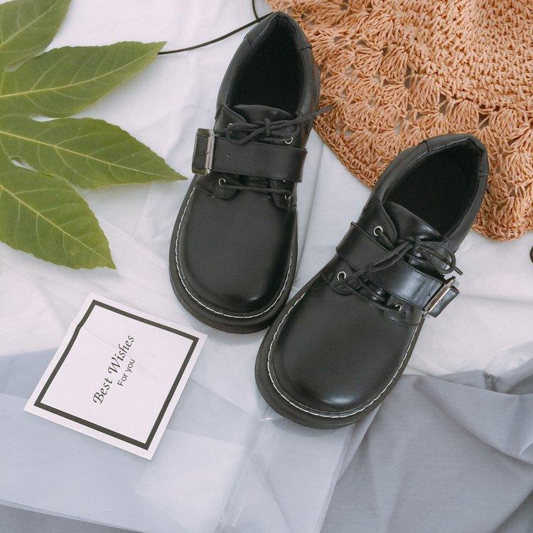 2021 spring autumn retro England small clasp female college lovely girl thick bottom big head shoelace shoe - melvincucci