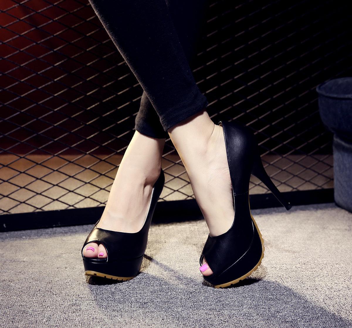 2021 summer new high heels comfort temperament PU waterproof table fish mouth single shoe lady sandals - melvincucci
