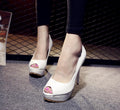 2021 summer new high heels comfort temperament PU waterproof table fish mouth single shoe lady sandals - melvincucci