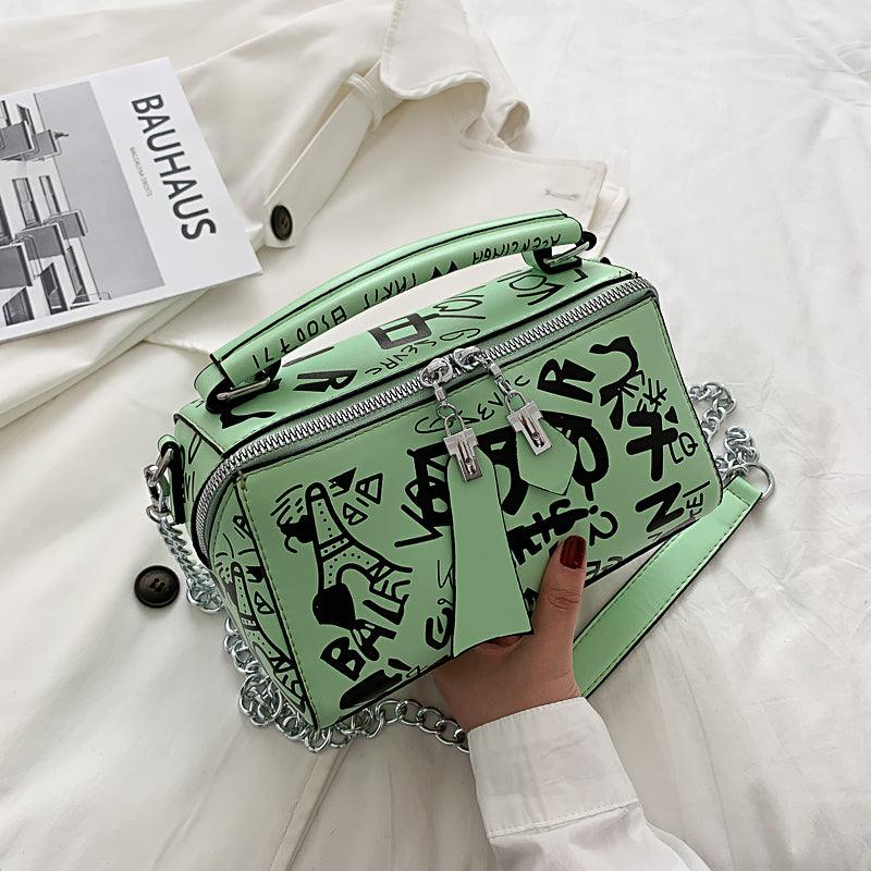 2022 Luxury Design Women Leather Handbags And Purse Fashion Crossbody Bags For Women Graffiti Handbags Shoulder Bags Women Bag - melvincucci