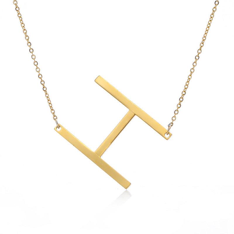Fabulous Rose Gold Plated Stainless Steel Initial Letter Pendant Necklace - melvincucci