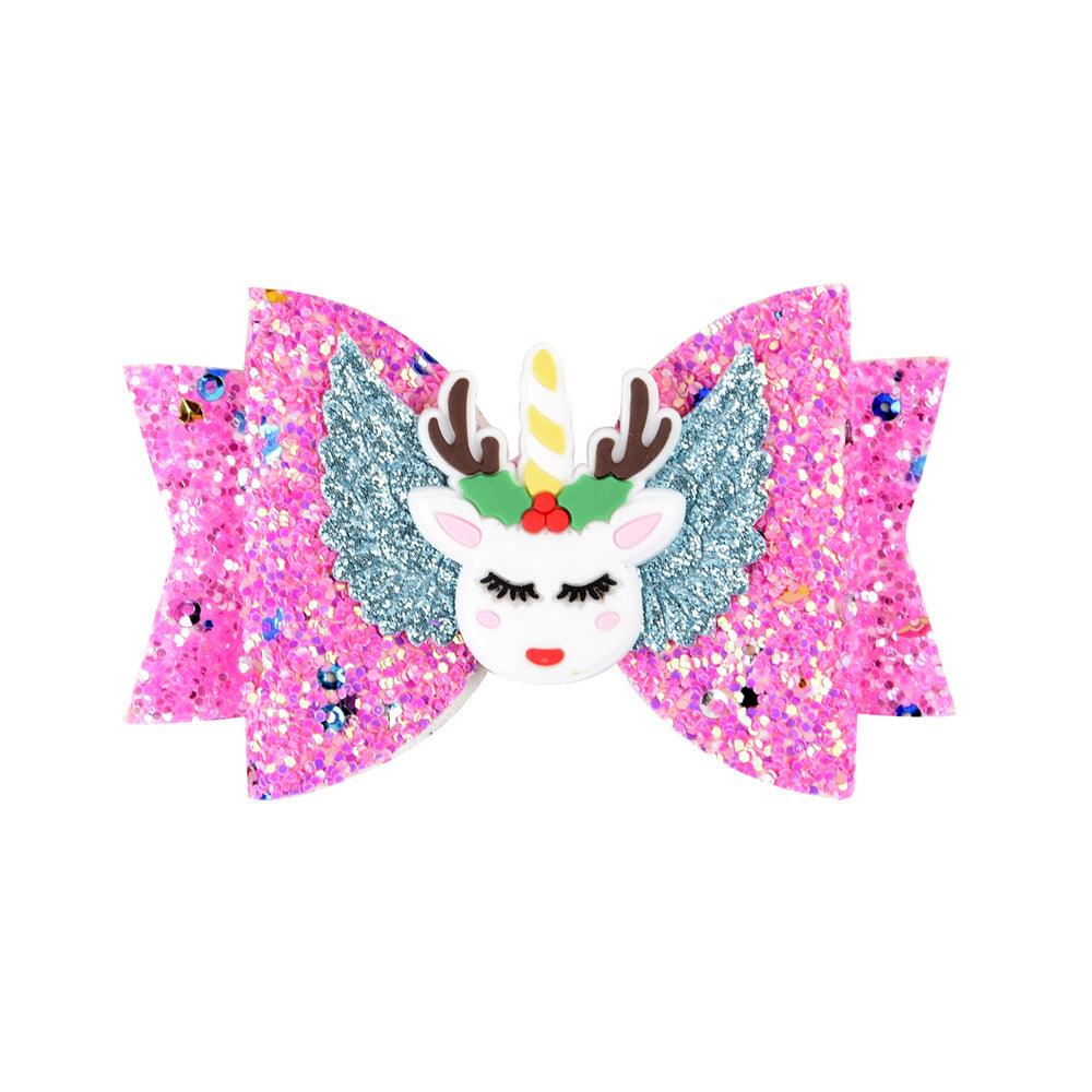 Bright Glitter Children Hair Clips Kids Fairy Bow Princess Hairgrips Flexible Hair Bow Headwear - melvincucci