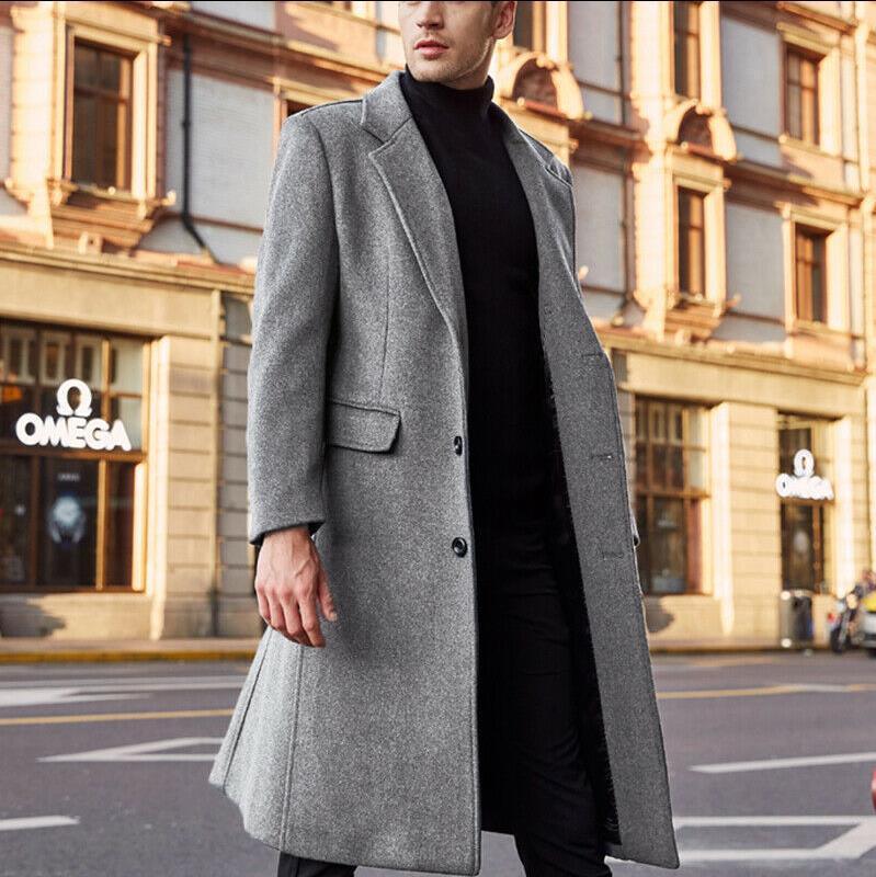 British men's long trench coat wool - melvincucci