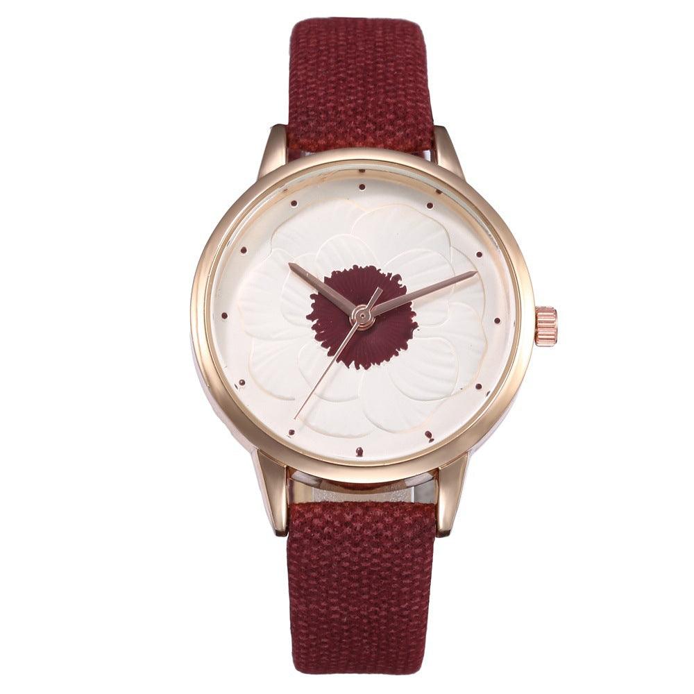 3D flower dial fashion simple quartz watch - melvincucci