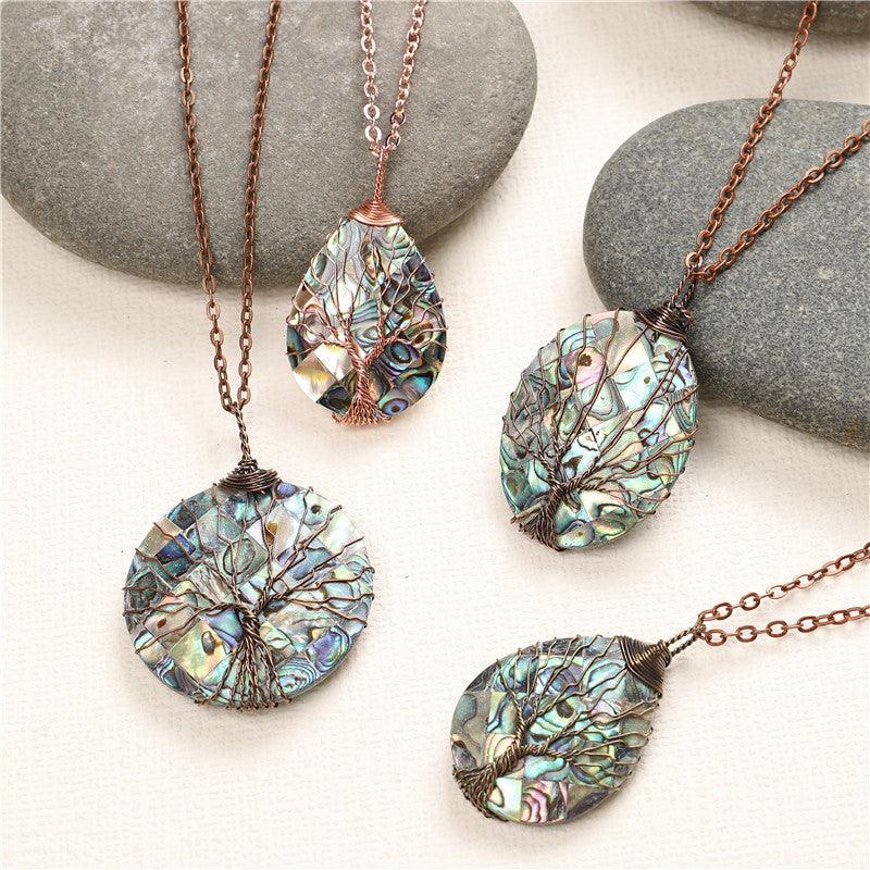 Natural color shellfish abalone shell winding necklace - melvincucci