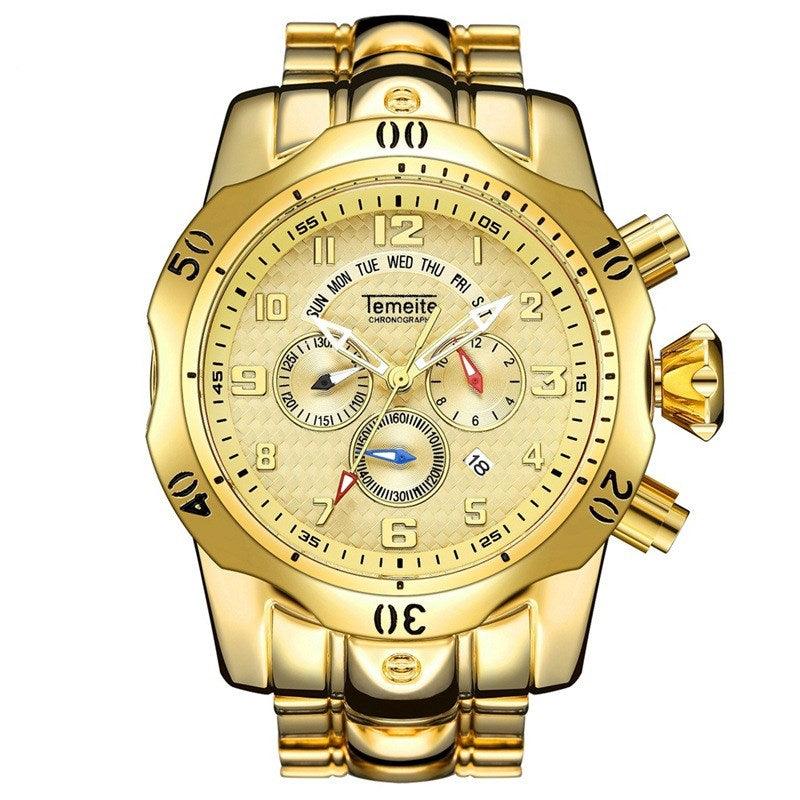 Waterproof quartz watch with large dial - melvincucci