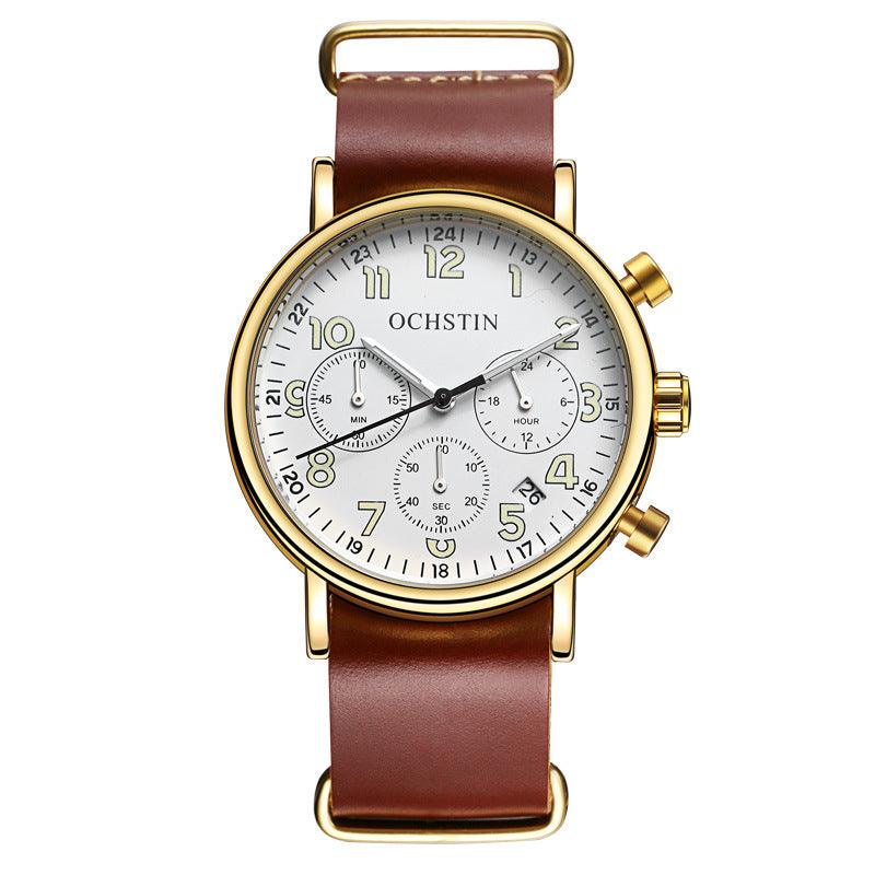 Multi-function three-eye calendar quartz watch - melvincucci