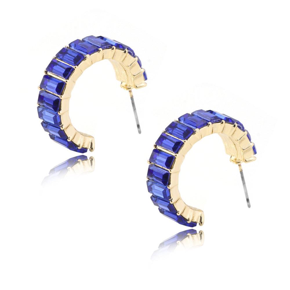 Multicolor glass diamond C-shaped earrings - melvincucci