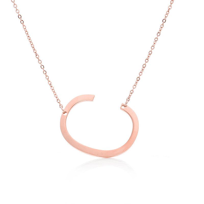 Fabulous Rose Gold Plated Stainless Steel Initial Letter Pendant Necklace - melvincucci