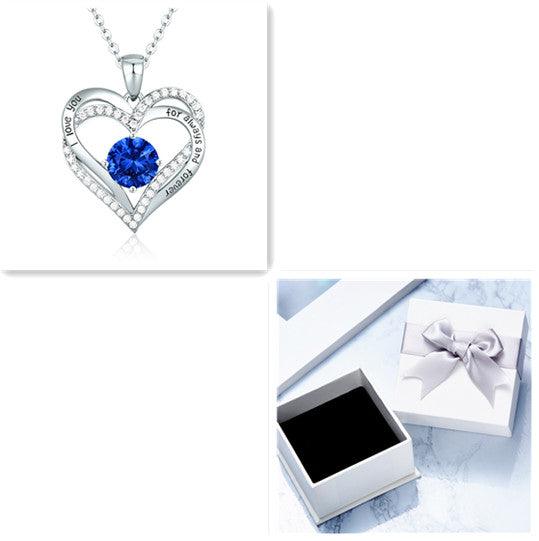 Female 925 Silver Twelve Birthstone Pendant Necklace - melvincucci