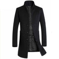 Men's mid-length slim coat woolen coat trench coat jacket - melvincucci