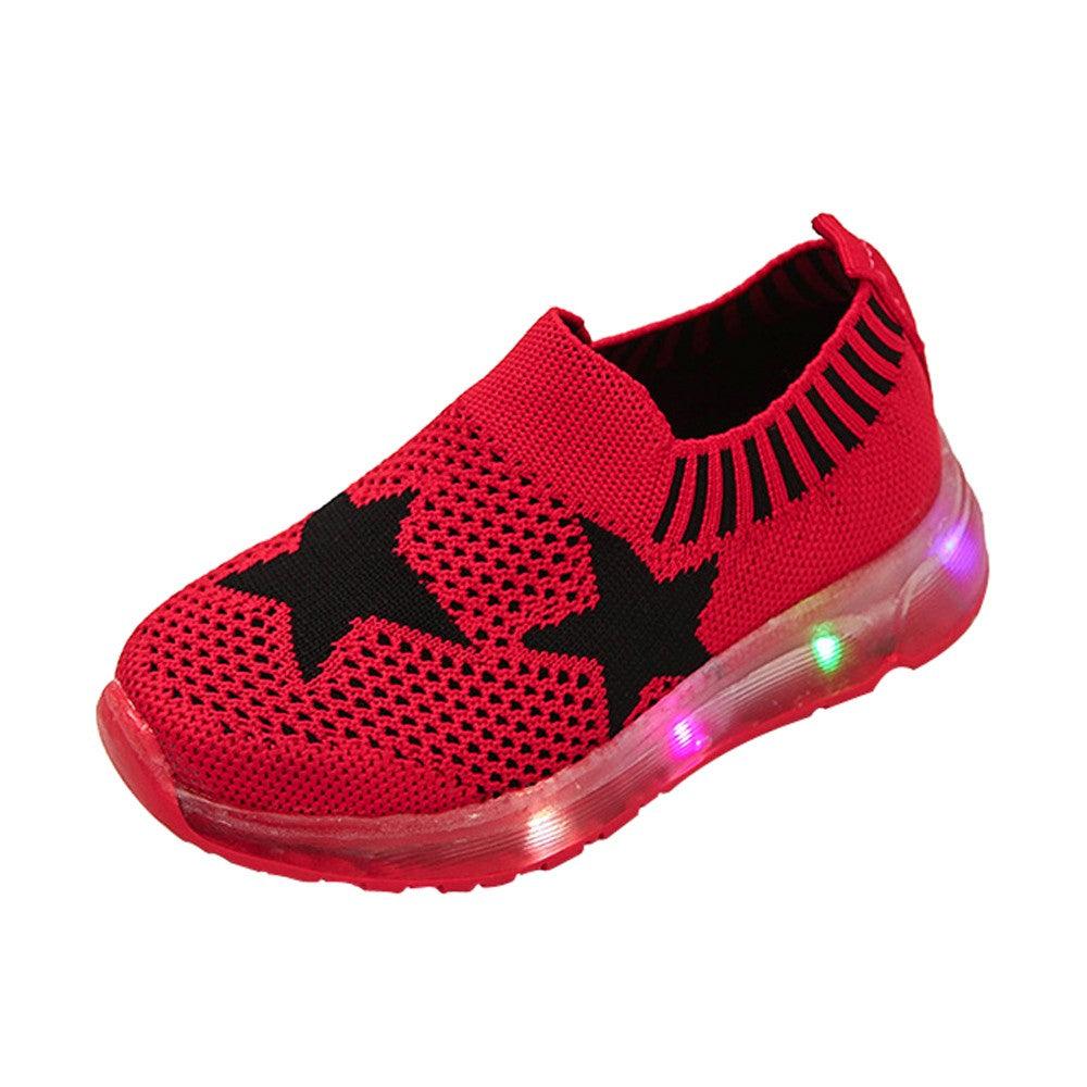 Children's Light Shoes Girls Casual Shoes Girls Flying Weaving Shoes Stars Shoes Shoes Children's Shoes Net Shoes - melvincucci
