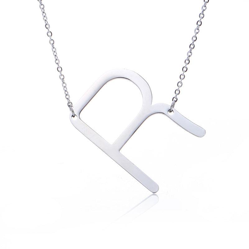 Fabulous Rose Gold Plated Stainless Steel Initial Letter Pendant Necklace - melvincucci