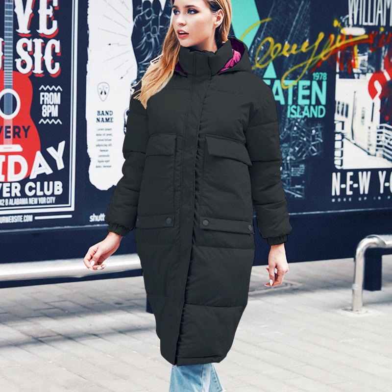 winter women hooded long warm coats Turtleneck down jacket - melvincucci