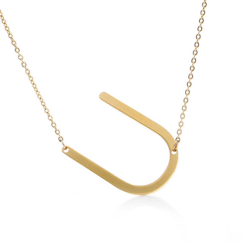 Fabulous Rose Gold Plated Stainless Steel Initial Letter Pendant Necklace - melvincucci