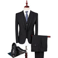 Solid color suit three-piece men's Korean version of the self-cultivation wedding dress business suit - melvincucci