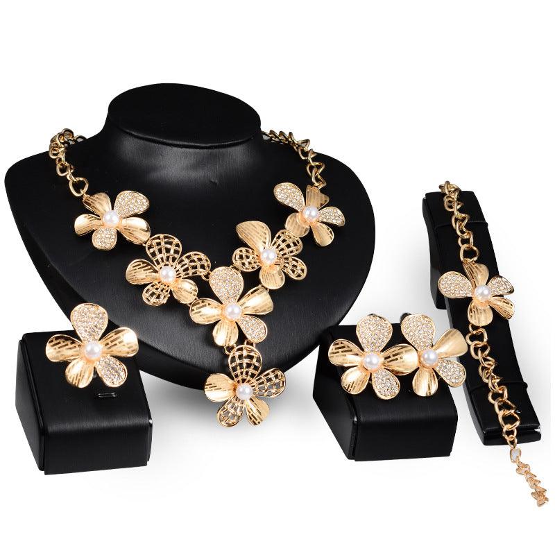 Gold Jewelry Exaggerated Alloy Four-piece Set - melvincucci
