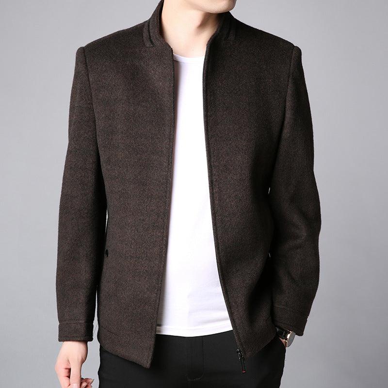 Winter new men's short woolen coat stand collar - melvincucci