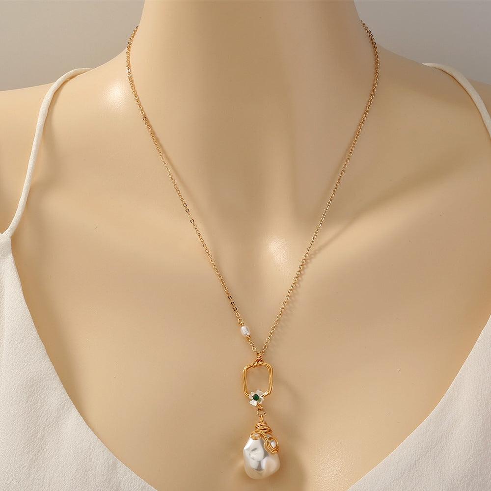 Fashion Women's Pearl Earrings Pendant Necklace - melvincucci