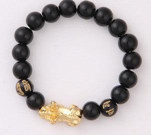 Obsidian 18K Gold Bracelet six brave words on hand and little Pearl transport gifts wholesale - melvincucci