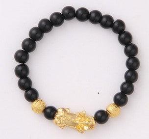 Obsidian 18K Gold Bracelet six brave words on hand and little Pearl transport gifts wholesale - melvincucci