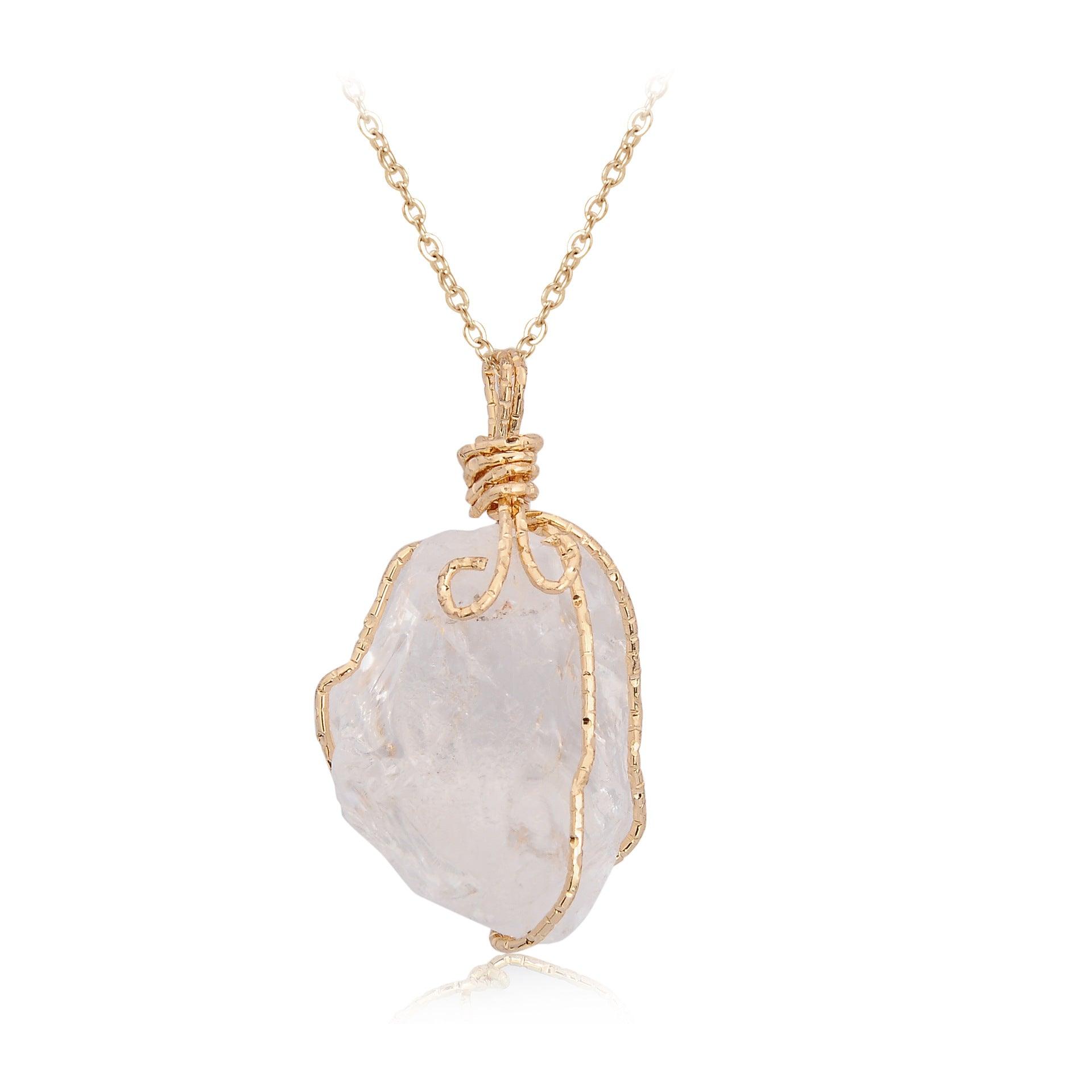 Natural stone pendant irregular crystal rough necklace - melvincucci