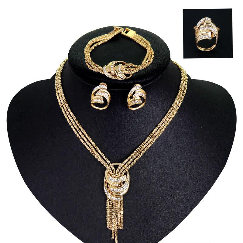 Europe And The United States Jewelry Necklace, Bracelet, Earrings, Rings, Wedding Bride Jewelry Set Four Pieces, Sell Fast Sell Hot - melvincucci