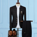 Business Men's Stand-up Collar Suit Two-piece Korean Style Sportsman Slim Suit Suit - melvincucci